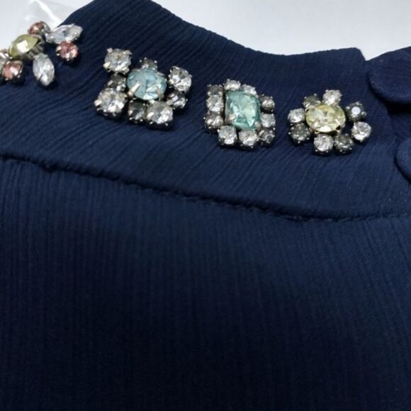 NWT J.Crew Jewel Neckline Peplum Sleeveless Navy Top, size XS - Picture 3 of 12